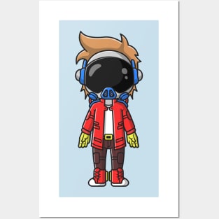 Cute Astronaut Punk Cartoon Posters and Art